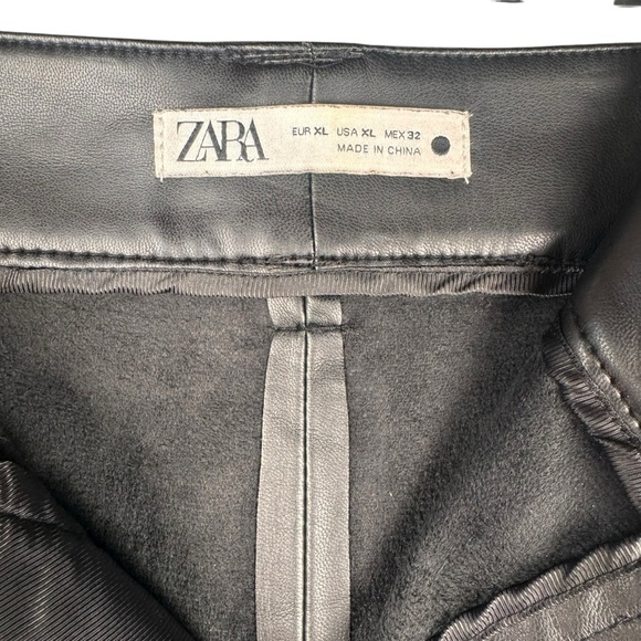 Zara High Rise Faux Leather Pants Black Size XL Straight Leg Front leg Seam - Picture 8 of 9